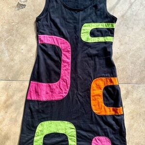 Adorable funky black cotton Pygmees dress medium (fits like a small)